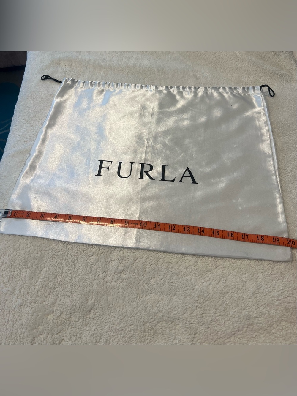 Furla Satin Logo Dust Bag in Ivory and Black - Picture 3 of 3